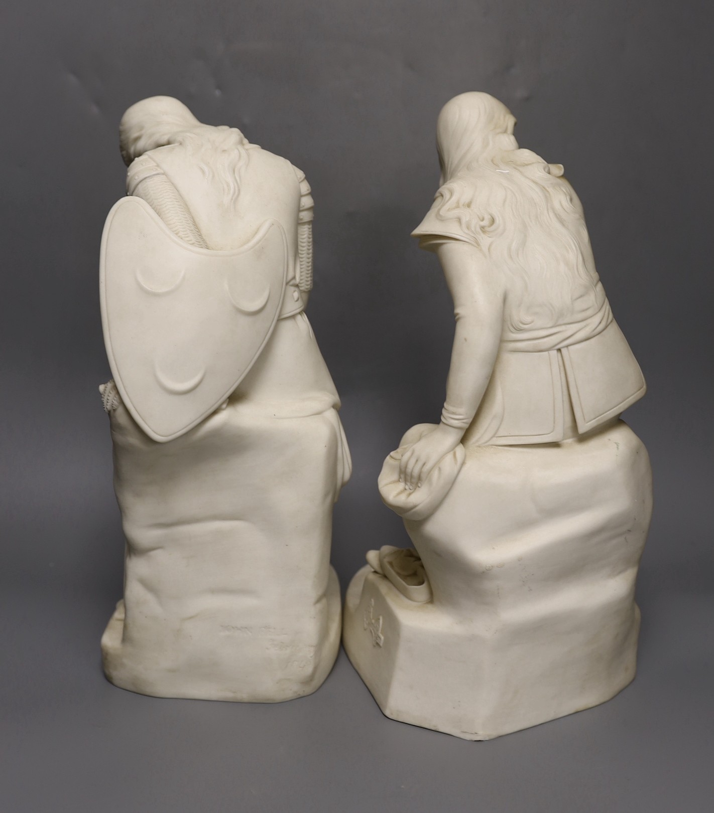 John Bell for Minton, two Parian figures of Dorothea and Clorinda, 35cm tall